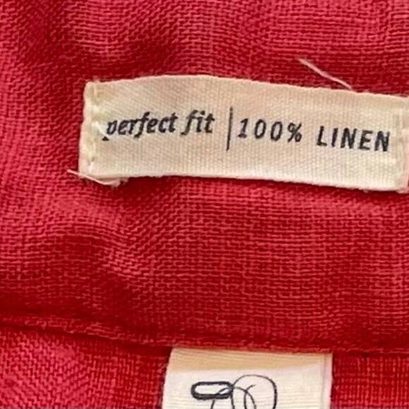 VTG Old Navy Red Linen Long Sleeve Boho Embroidered V-Neck Tunic/Cover-Up Size L - Picture 8 of 14